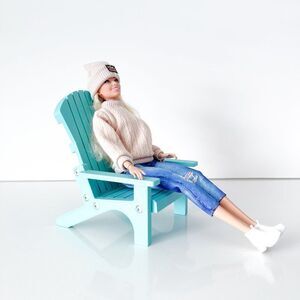 Miniature Adirondack Chair Aqua Blue For 12” Barbie Integrity Fashion Dolls 1:6